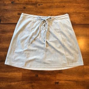 Powder blue suede skirt